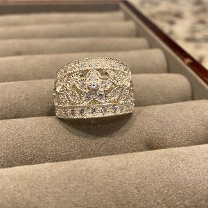 Sterling Silver Floral Bling Ring